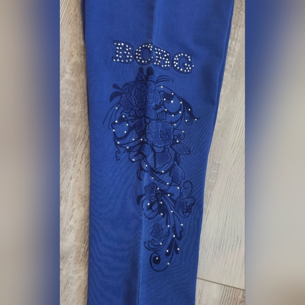"Y2K" BCBGMaxAzria Sapphire Tracksuit with A Floral Design &  Embellishments - Picture 9 of 11